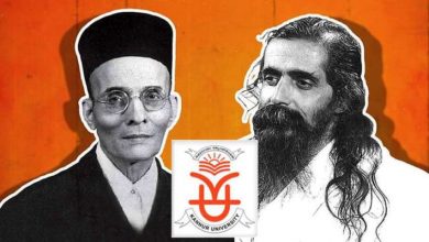 Photo of രാജ്യം ഭരിക്കുന്ന പാര്‍ട്ടിയുടെ ഹിന്ദുത്വ രാഷ്ട്രീയം വിദ്യാര്‍ത്ഥികള്‍ മനസിലാക്കേണ്ടതുണ്ട്; എത്രയൊക്കെ പ്രതിഷേധം ഉണ്ടായാലും സിലബസ് പിന്‍വലിക്കില്ല; വൈസ് ചാന്‍സിലര്‍
