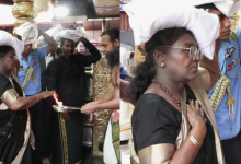 Photo of ഇരുമുടിക്കെട്ടുമായി പതിനെട്ടാംപടി ചവിട്ടി അയ്യപ്പ ദർശനം പൂർത്തിയാക്കി രാഷ്ട്രപതി  ദ്രൗപതി മുർമു
